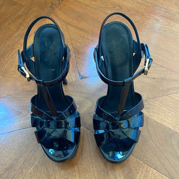 Saint Laurent Tribute Patent Platform Sandals - Picture 3 of 9